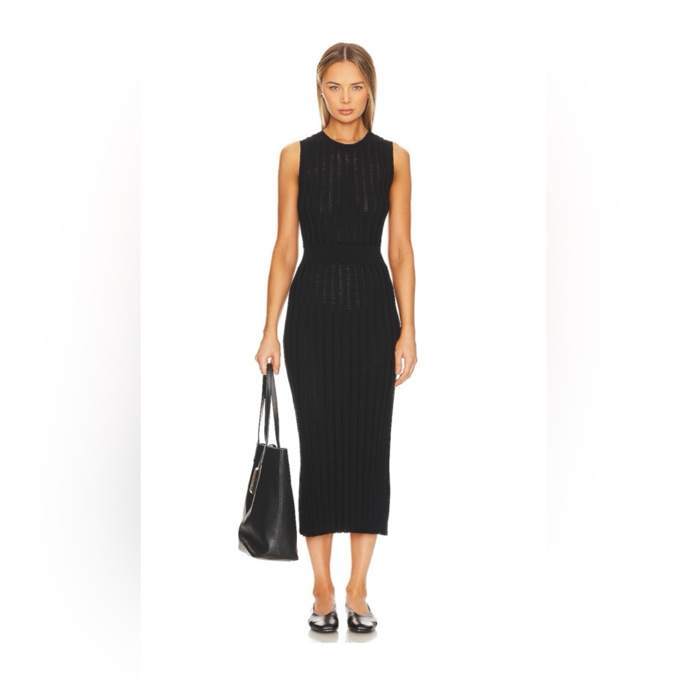 NWT Varley Black Knit Midi Dress SZ: XS